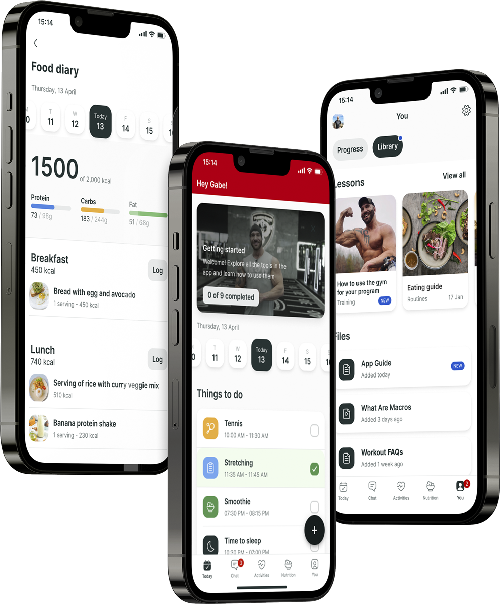 A mockup of the coaching app showcasing the features.